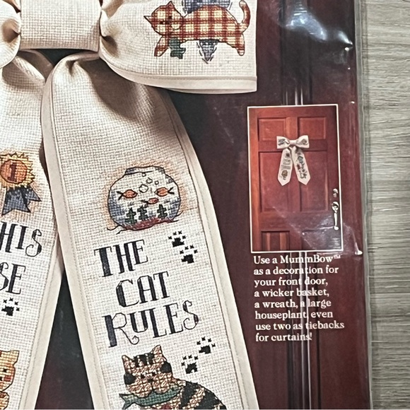 NWT Debbie Mumm Bows The Cat Rules Counted Cross Stitch Kit - Picture 9 of 15